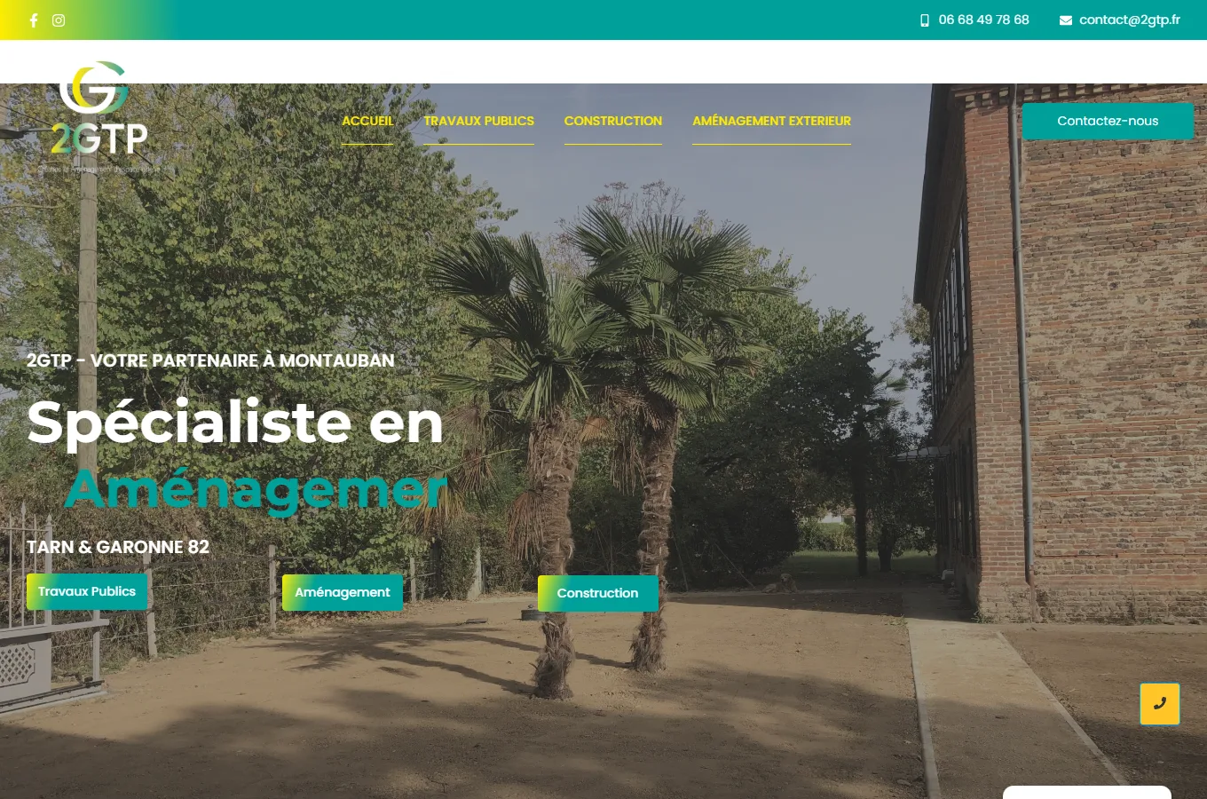 Page d'accueil du site 2GTP, réalisé par IF2M