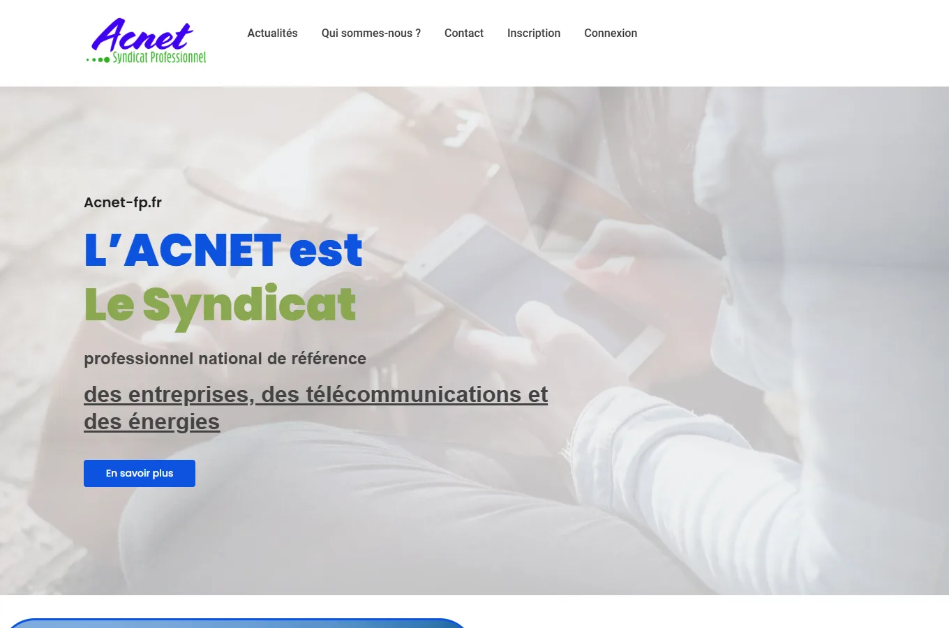 Page d'accueil du site ACNET FP, réalisé par IF2M