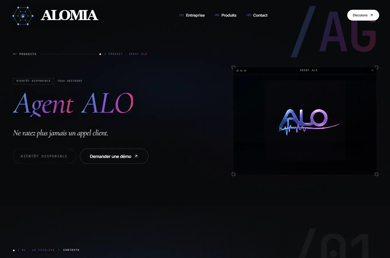 Fiche de l'Agent ALO sur le site d'Alomia