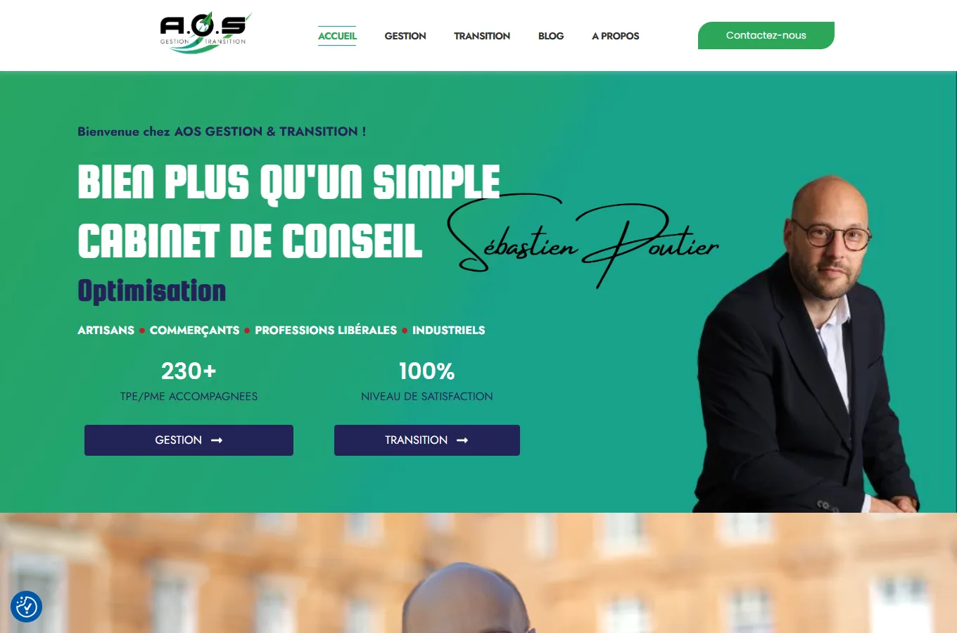 Page d'accueil du site AOS, réalisé par IF2M