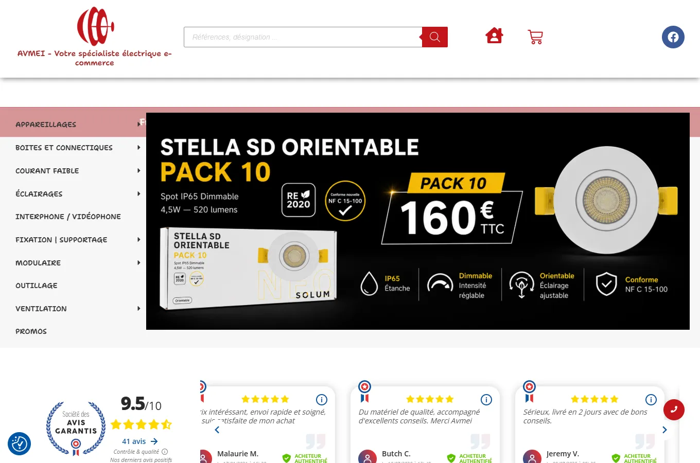 Page d'accueil du site Avmei, réalisé par IF2M