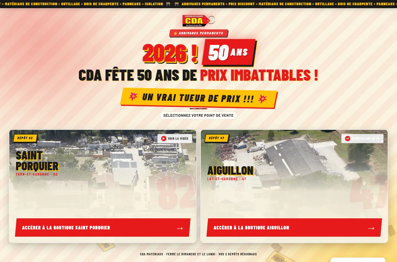 Page d'accueil du site CDA, réalisé par IF2M