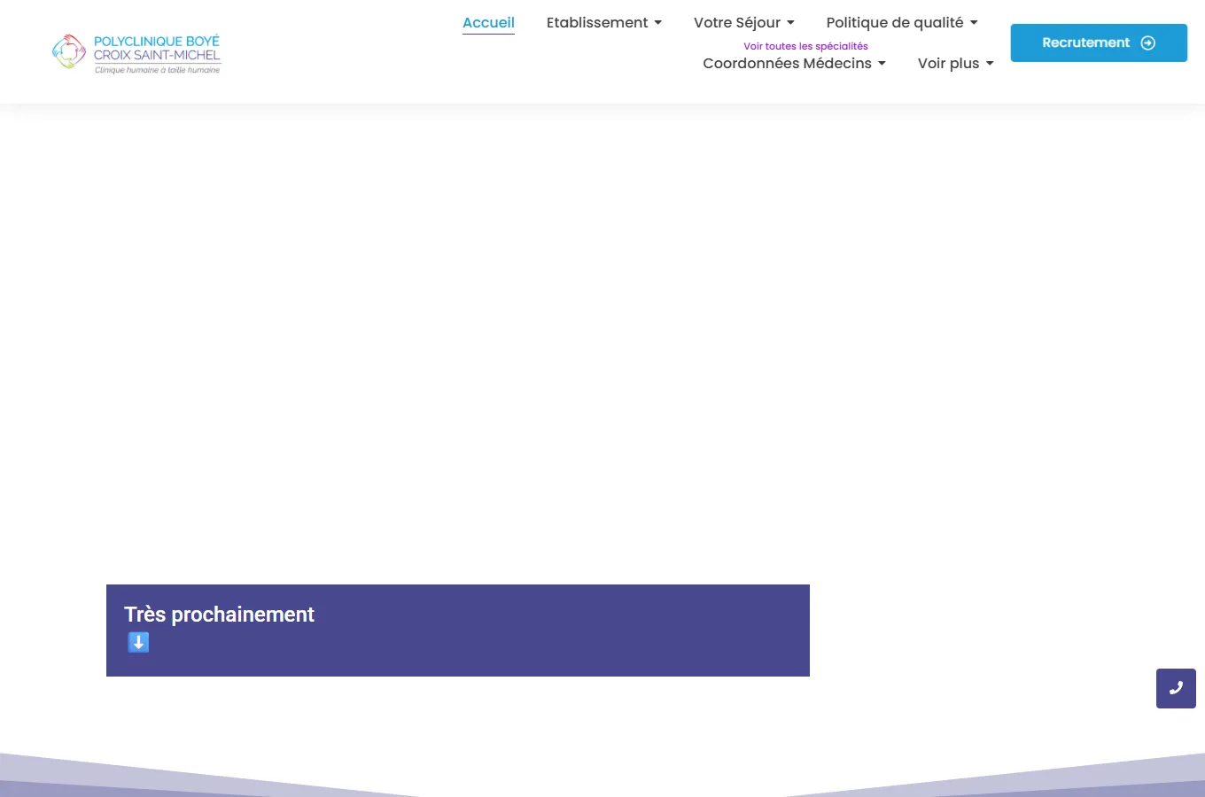 Page d'accueil du site Polyclinique Boyé, réalisé par IF2M
