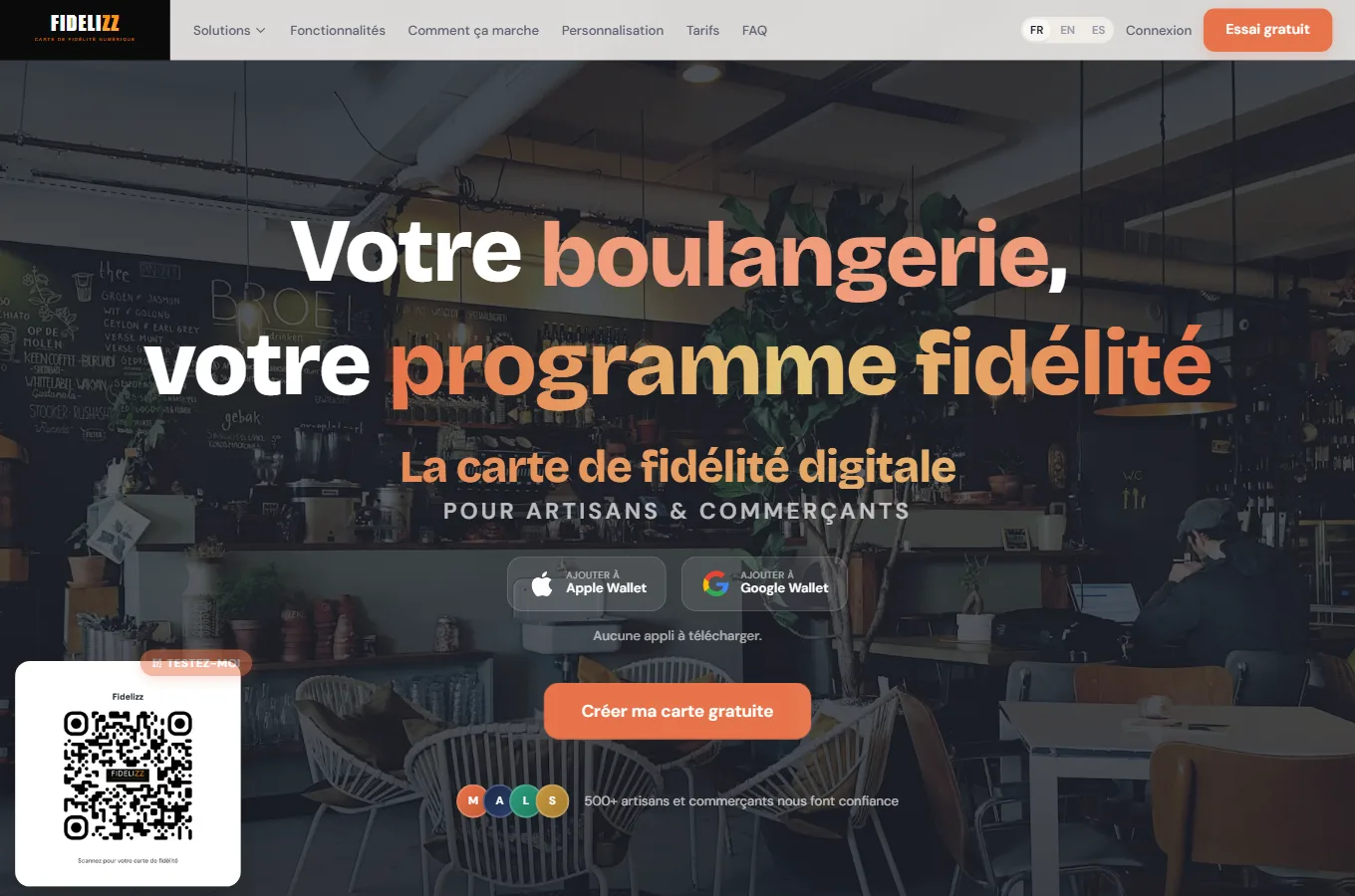 Page d'accueil du site Fidelizz