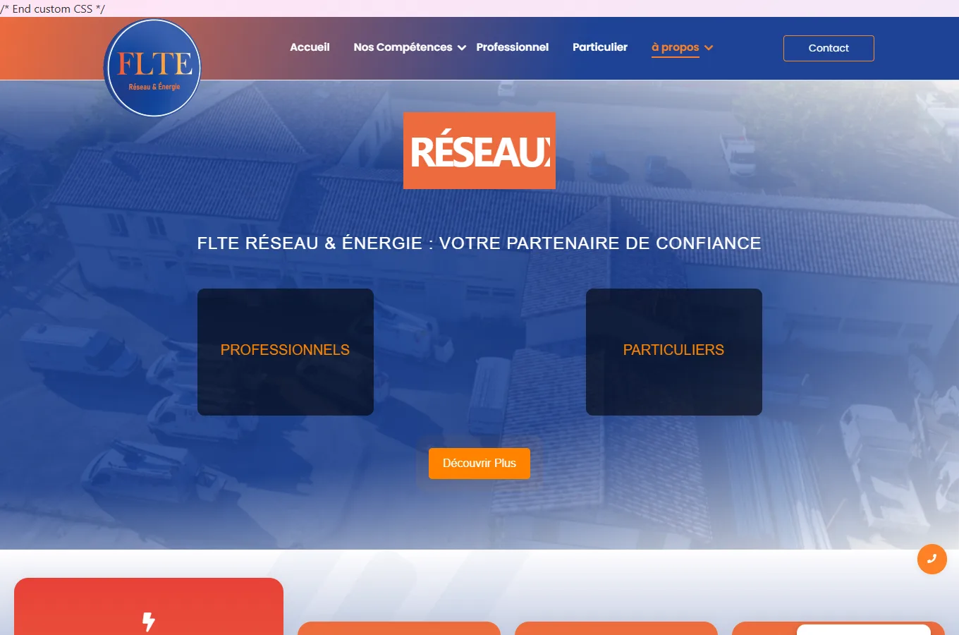 Page d'accueil du site FLTE Réseau, réalisé par IF2M