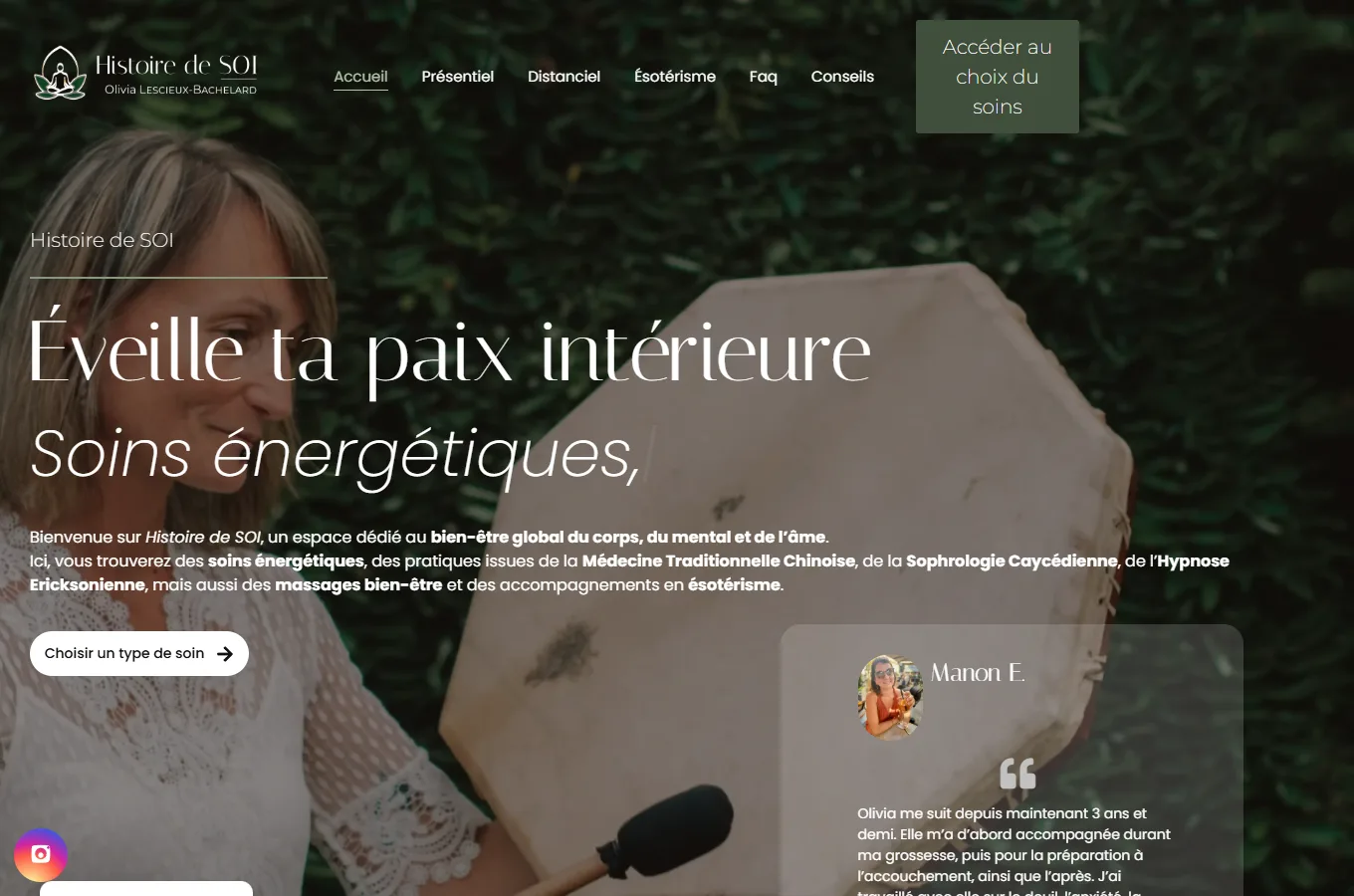 Page d'accueil du site Histoire de Soi, réalisé par IF2M