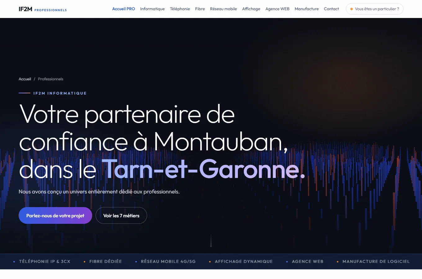 Page d'accueil du site IF2M Informatique, réalisé par IF2M