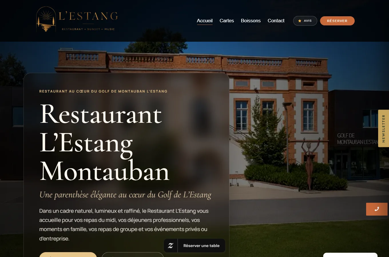 Page d'accueil du site Pré de l’Estang, réalisé par IF2M