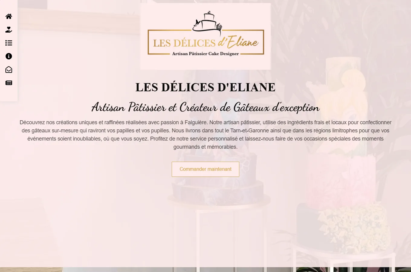 Page d'accueil du site Les Délices d’Éliane, réalisé par IF2M