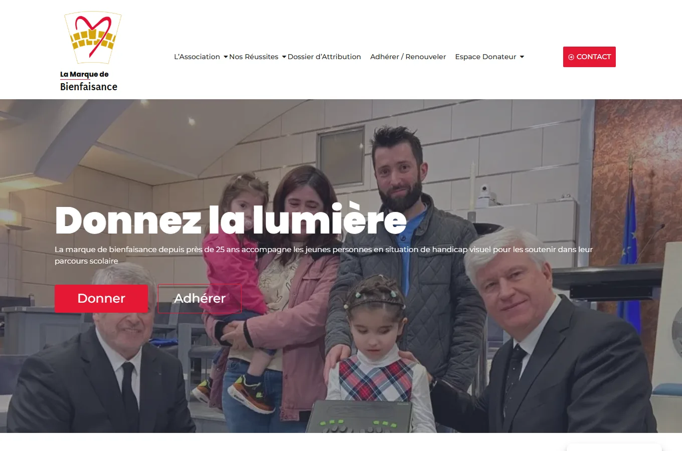 Page d'accueil du site La Marque de Bienfaisance, réalisé par IF2M